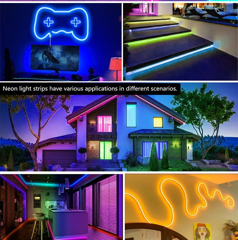 🌈9.8ft RGBICW Neon LED Strip Lights – Music Sync & App-Controlled Ambient Lighting