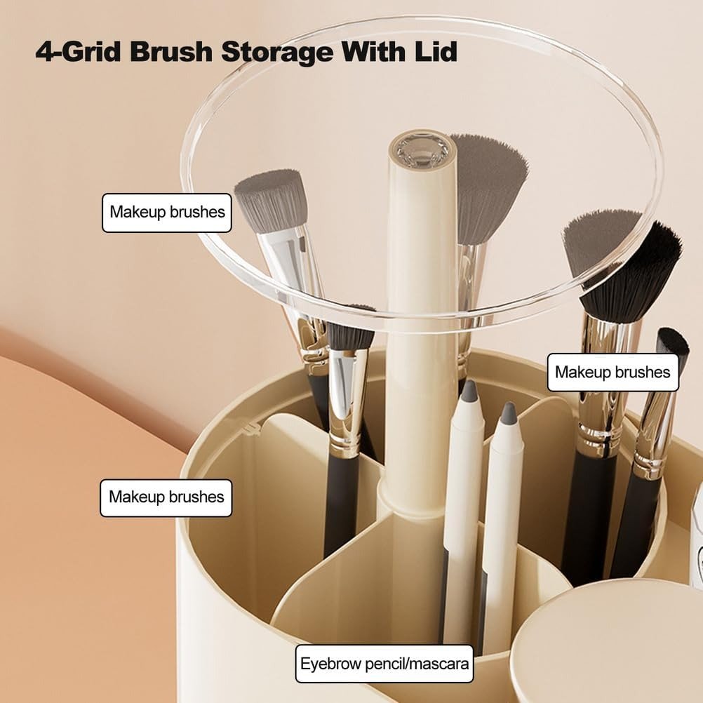 Makeup Organizer with Pop-Up Brush Holder