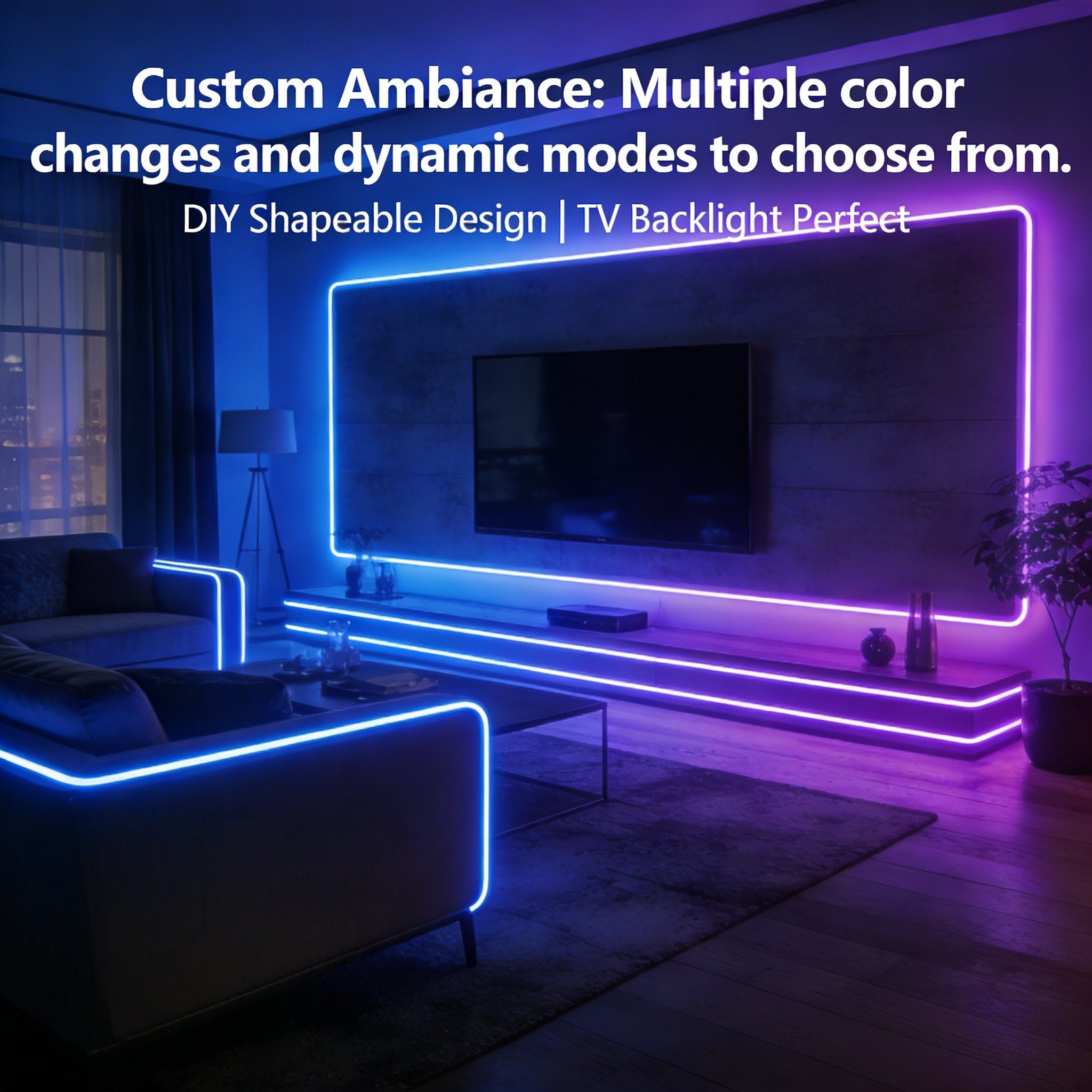 🌈9.8ft RGBICW Neon LED Strip Lights – Music Sync & App-Controlled Ambient Lighting