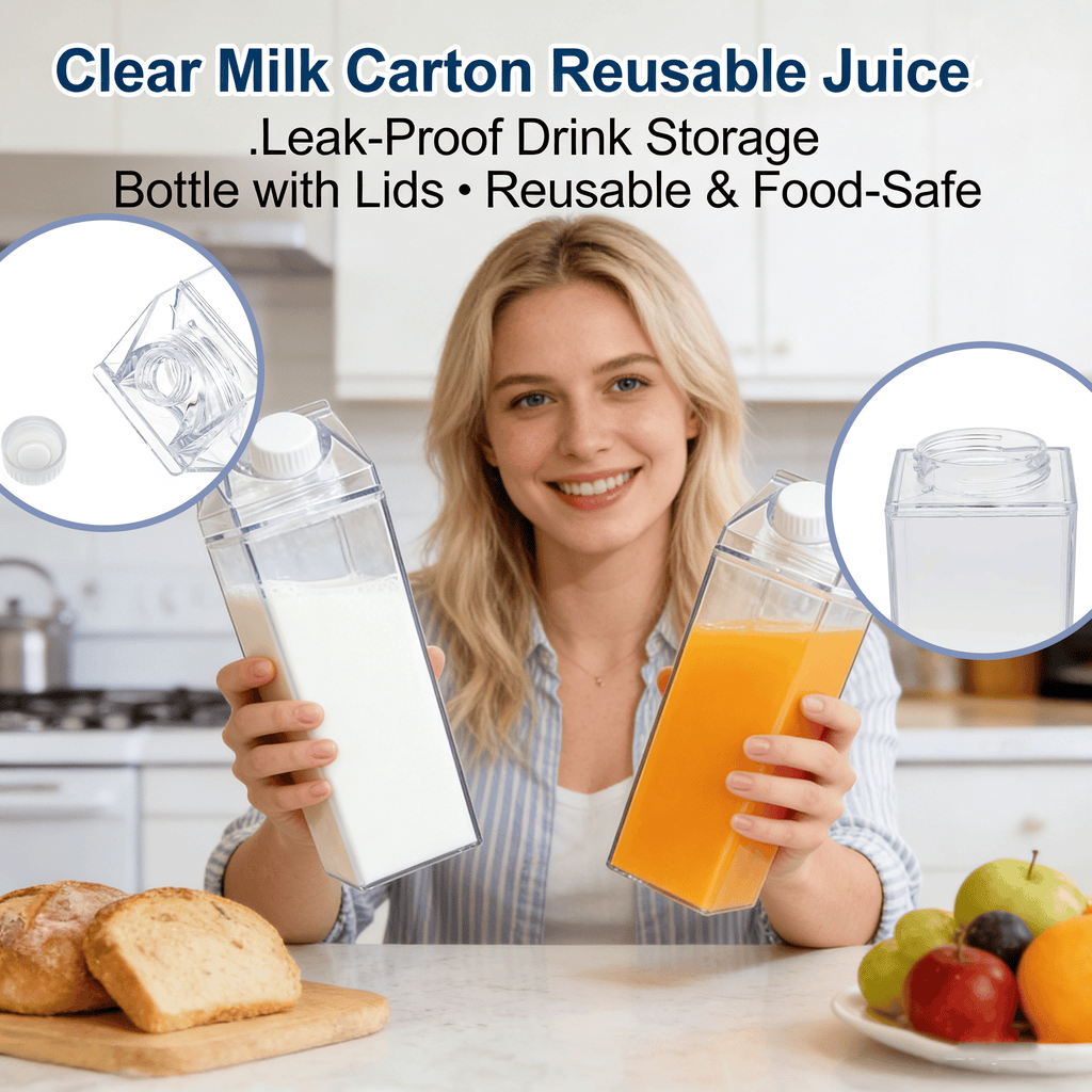 Clear Milk Carton Reusable Juice🥛