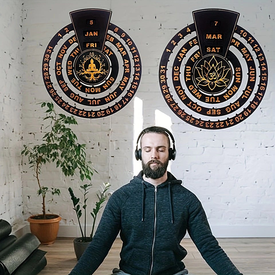 Wooden Rotating Perpetual Calendar - Handcrafted, No Formaldehyde