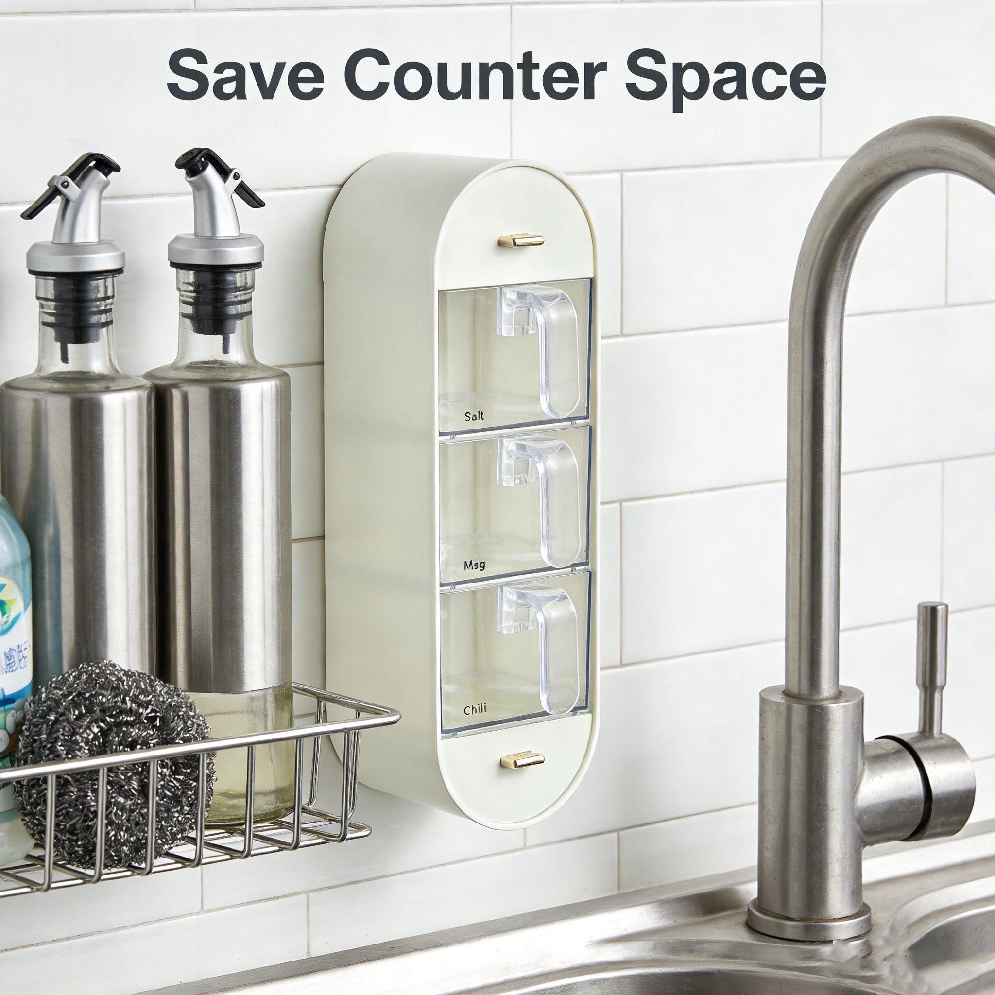 🧂Punch-free wall-mounted spice storage box