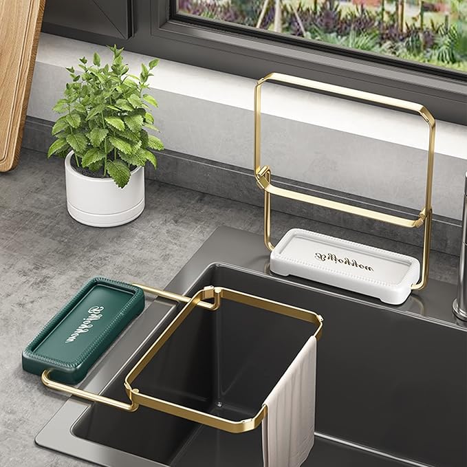 Triangular Corner Sink Organizer with Hanging Hooks