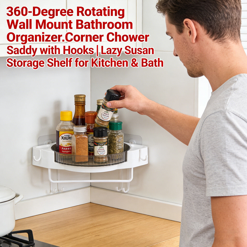 🚿 360-Degree Rotating Wall Mount Bathroom Organizer