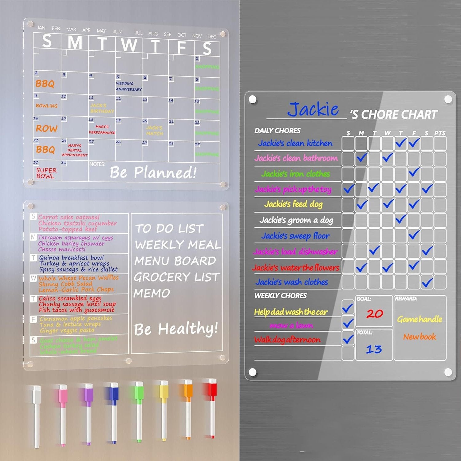 🧲 Acrylic Magnetic Dry Erase Board for Refrigerator (15 x 11 in)