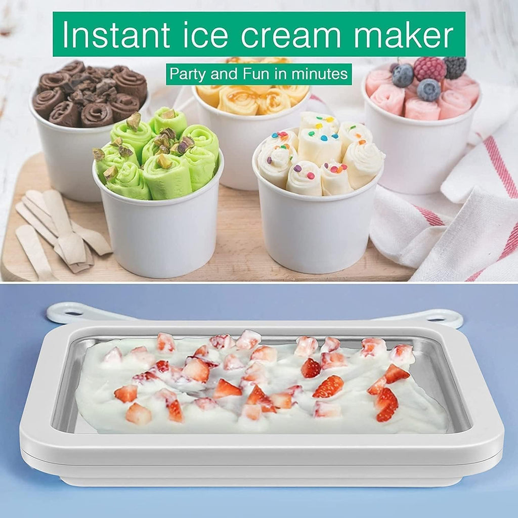 🍦 Ice Cream Roller Tray with Scrapers – The Ultimate DIY Dessert Maker!