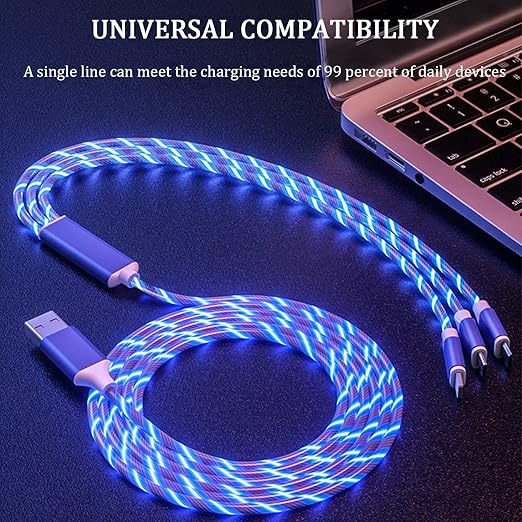 3 in 1 LED Flowing Charging Cable - Fast, Durable & Stylish!