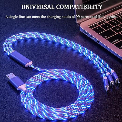 3 in 1 LED Flowing Charging Cable - Fast, Durable & Stylish!