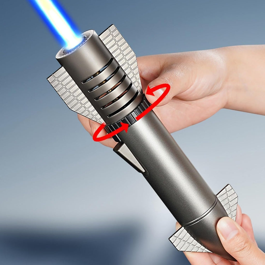 Galactic Blaze: Rocket-Themed Refillable Jet Flame Lighter