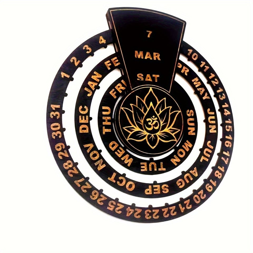 Wooden Rotating Perpetual Calendar - Handcrafted, No Formaldehyde