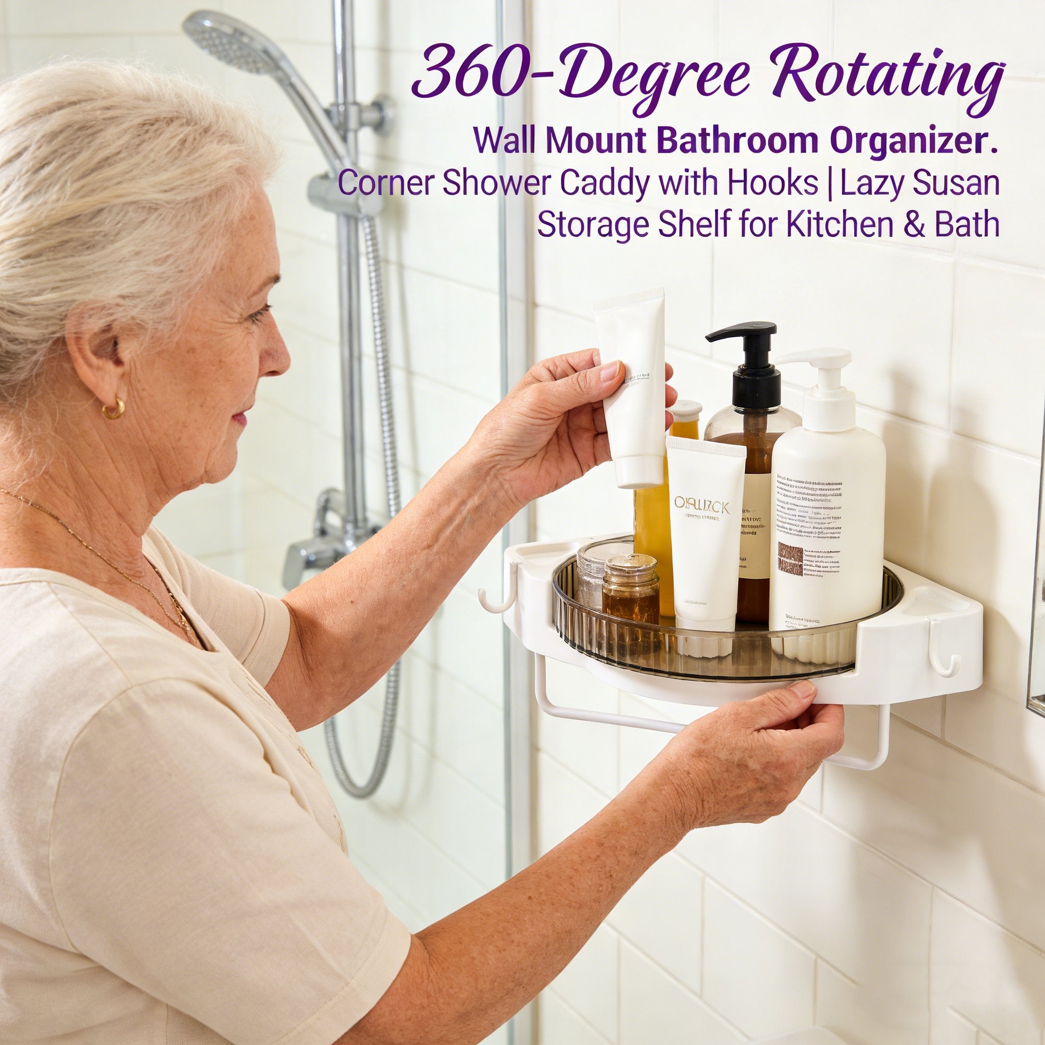 🚿 360-Degree Rotating Wall Mount Bathroom Organizer