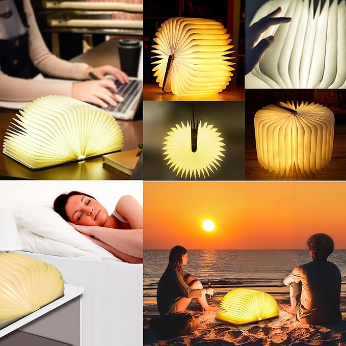 💡📚LOVUMMOR LED Foldable Wooden Book Lamp