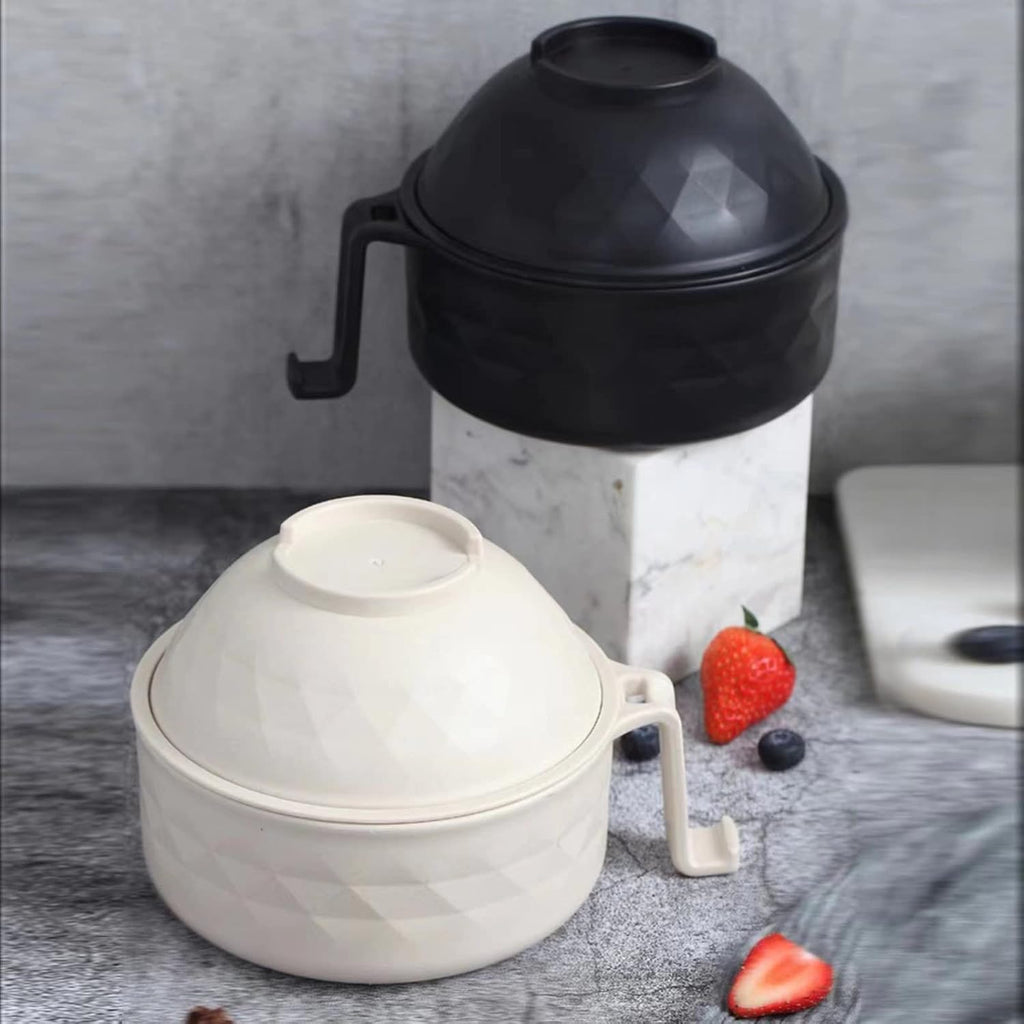 Title: Microwave Ramen Bowl Set – Wheat Straw Instant Noodle Bowl with Handles, Spoon, Chopsticks, Fork