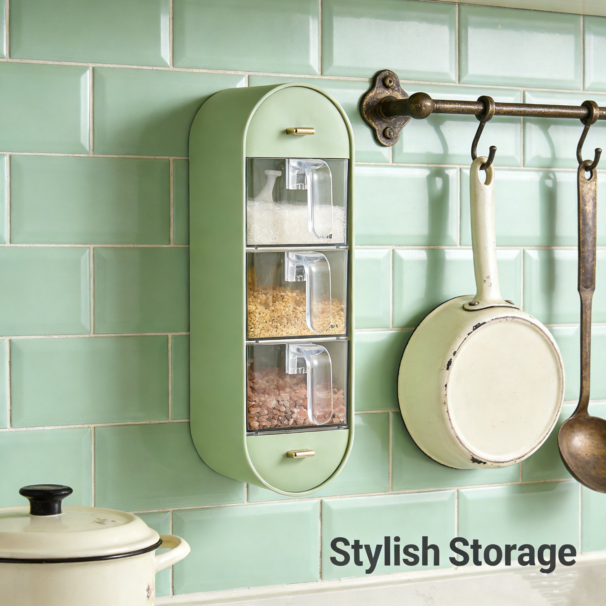 🧂Punch-free wall-mounted spice storage box