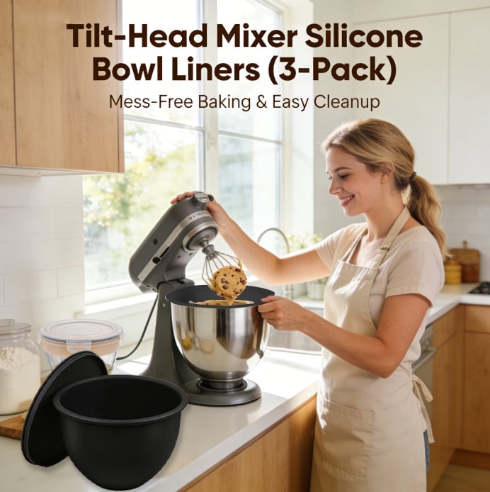 🍰 Tilt-Head Stand Mixer Silicone Bowl Liner Set (3-Pack)