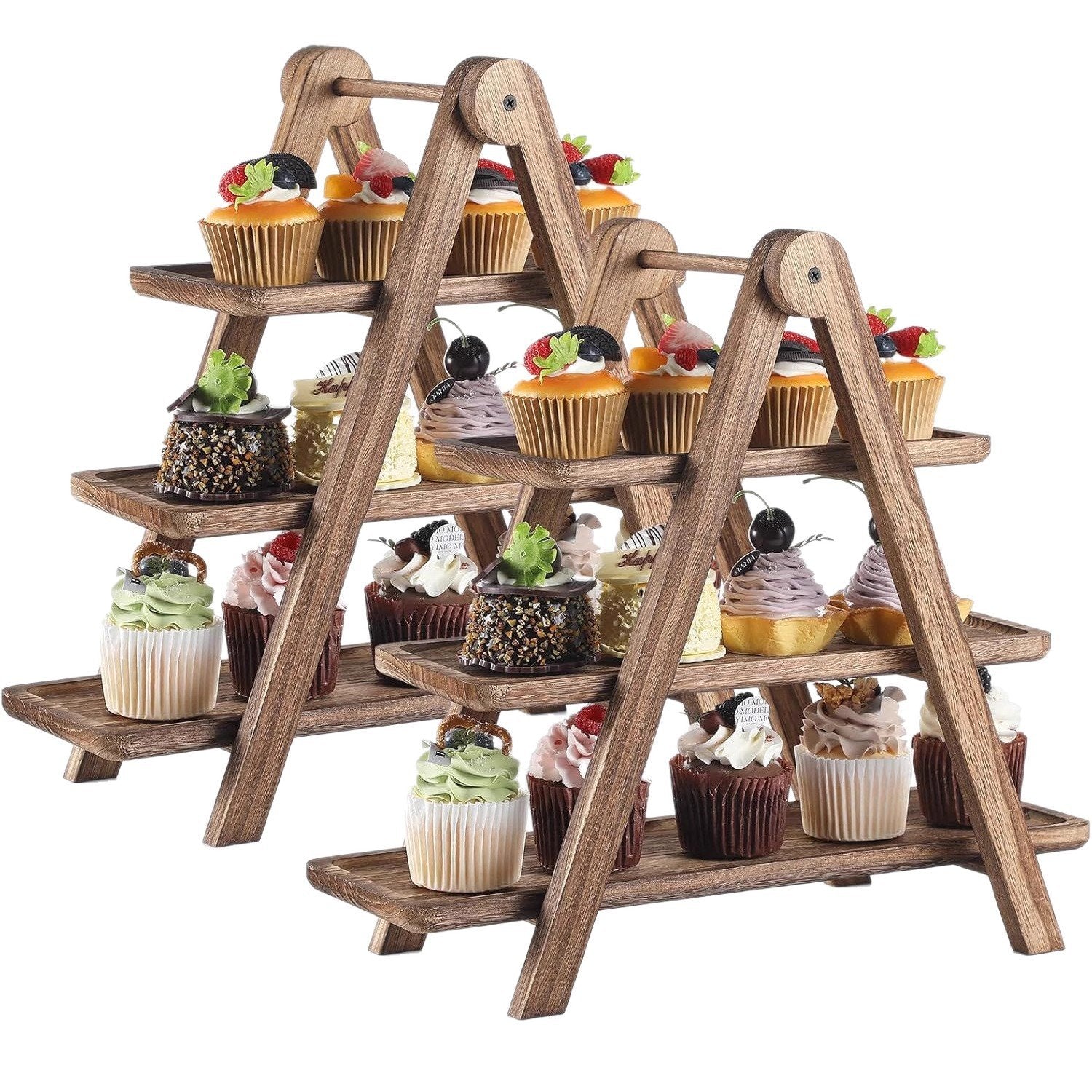 🍰 3-Tier Wooden Serving Tray Set for Parties & Entertaining
