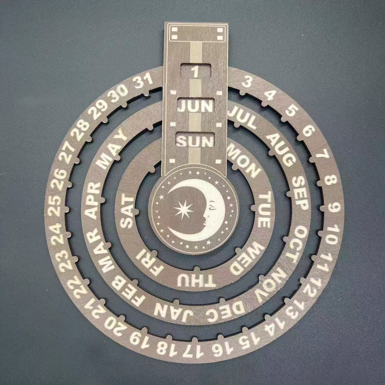 Wooden Rotating Perpetual Calendar - Handcrafted, No Formaldehyde