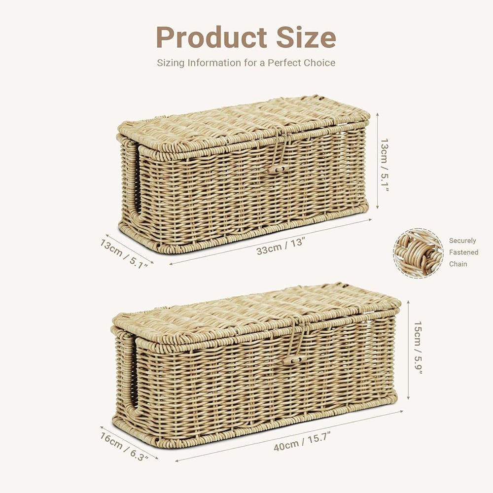 Handwoven Rattan Cable Management Box