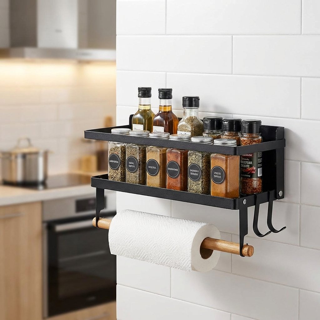 🧂 Double-Layer Wall-Mounted Magnetic Spice Rack