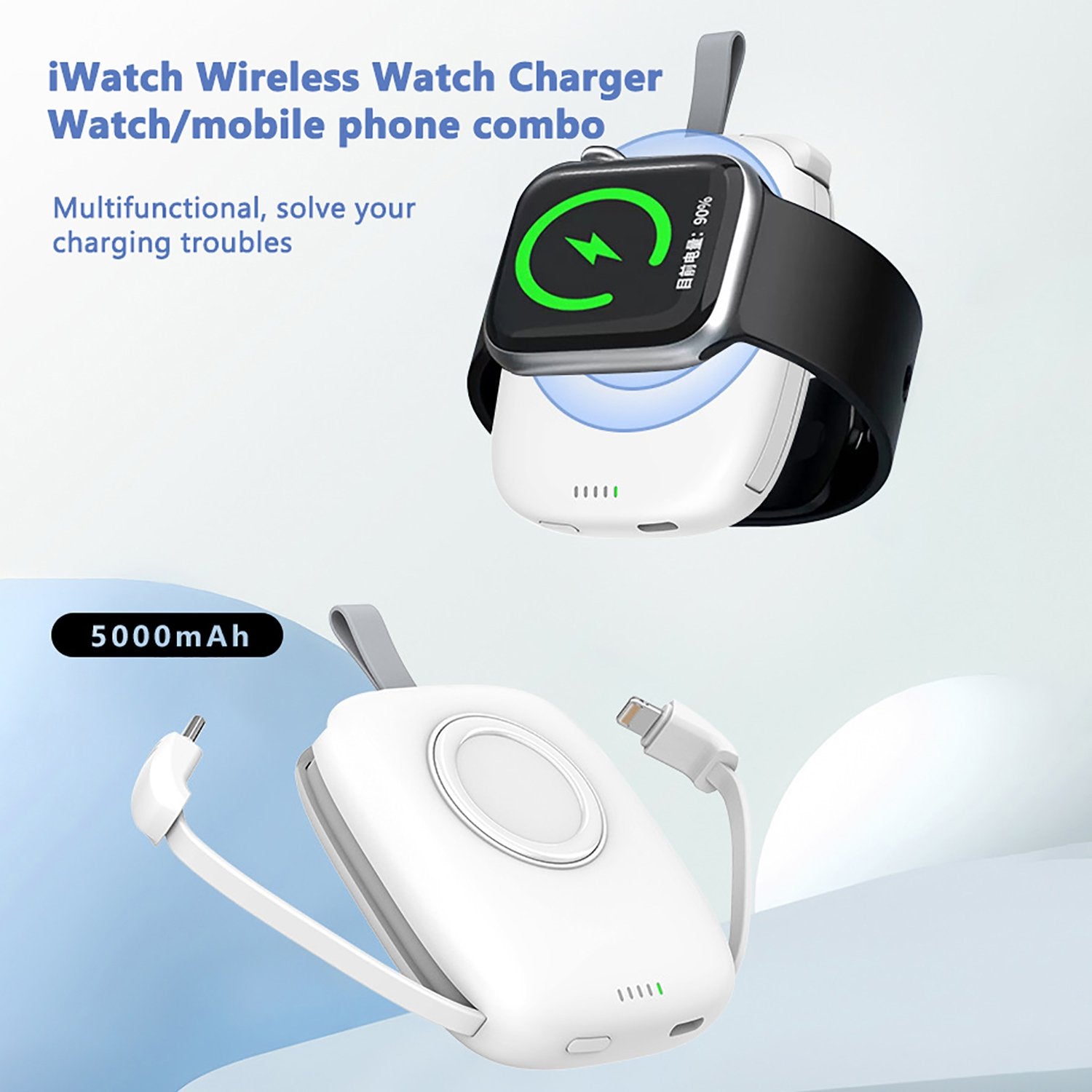 Portable Charger- 5000mAh Portable Charger Power Bank with Built-in Cables