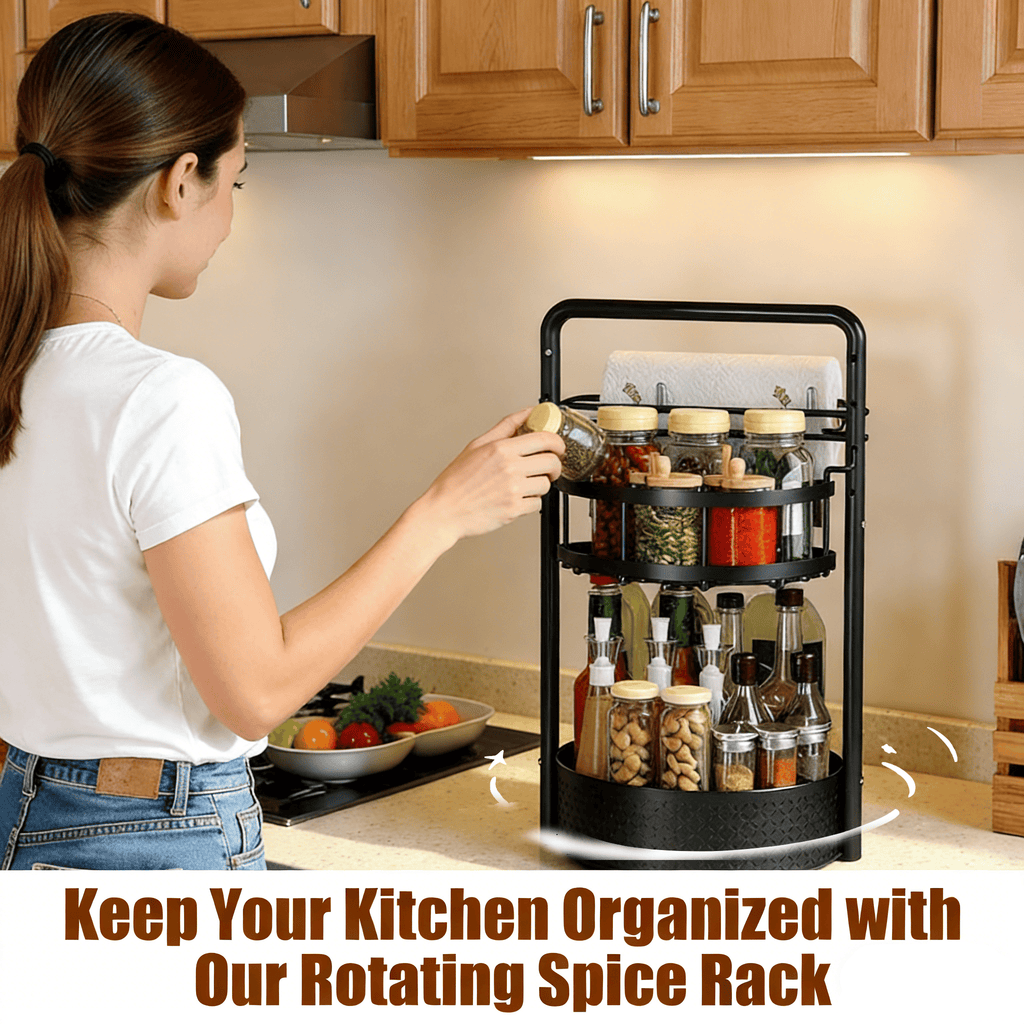 Rotating Spice Rack with Paper Towel Holder🧂🍳