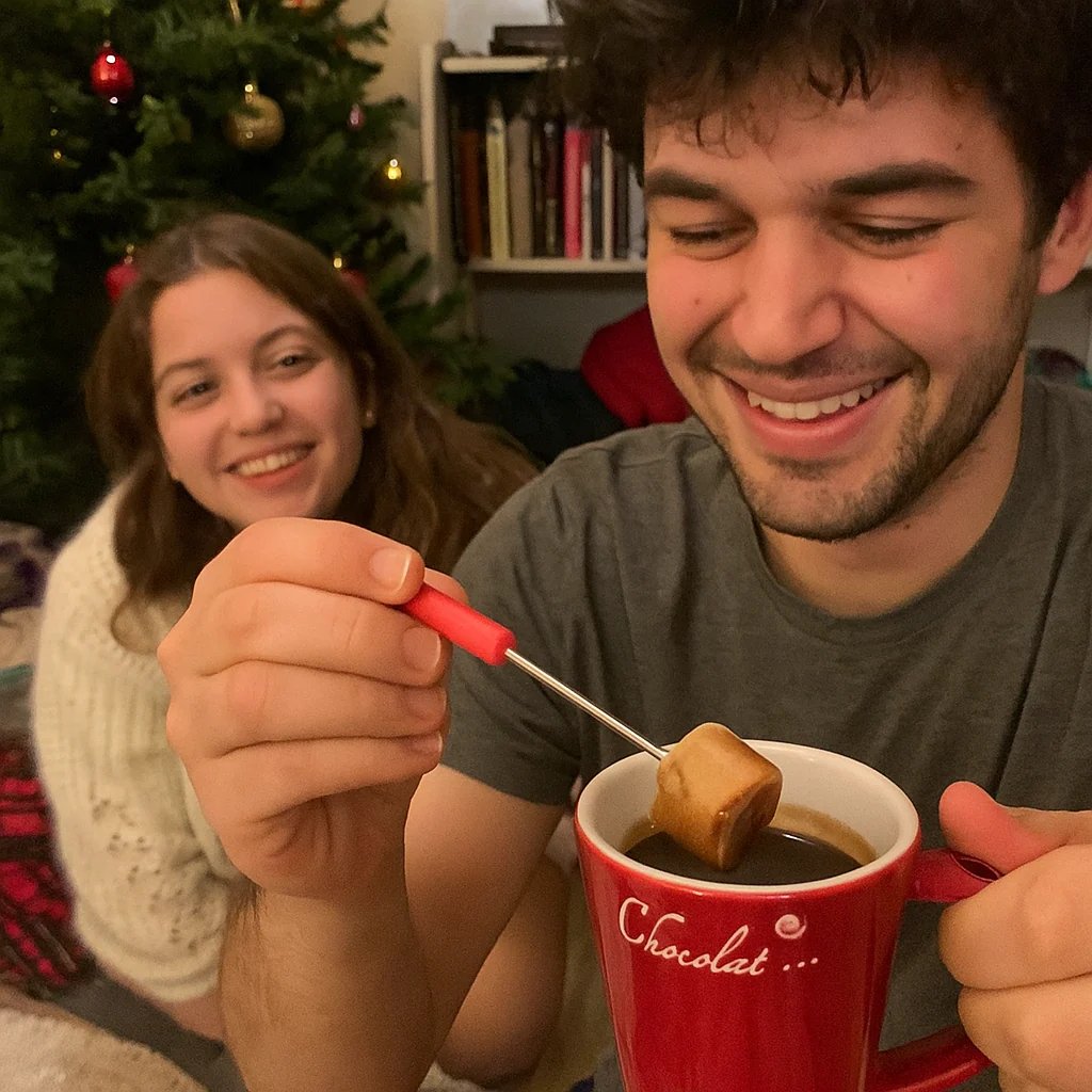 Ceramic Fondue Set – Chocolate, Cheese & Butter Melting Pot with Fork and Tealight Candle