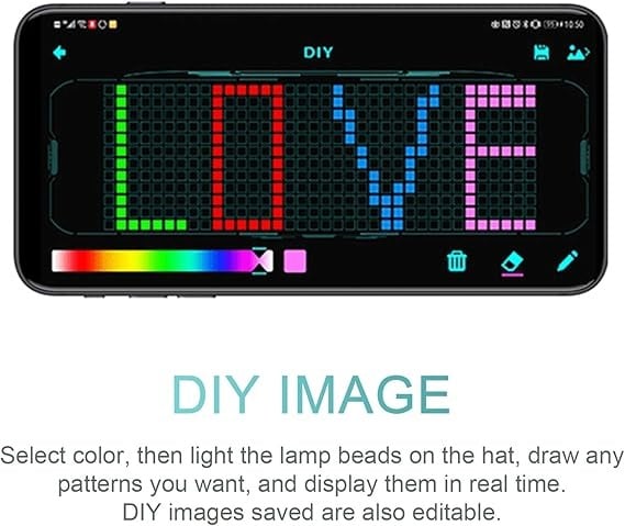 LED Cap - Multi-Language App Controlled Light-Up Hat (Text, Music, Image, Drawing) for Party, Club, Christmas, Halloween & More!