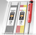 Heavy-Duty Carpenter Pencil with 21 Refill Leads & Built-In Sharpener – Ideal for Precision Marking in Woodworking, Metal, Concrete, and More