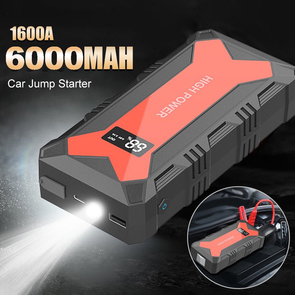 🔋 Car Battery Jump Starter – Portable Power Bank with USB Fast Charger & LED Flashlight 🚗
