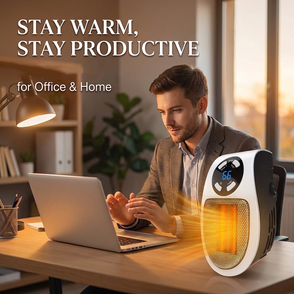 🔥 Smart Plug-In Wall Space Heater – Compact, Safe & Energy-Saving Comfort