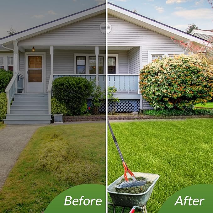 15-inch Lawn Thatch Rake-👍Adjustable (Overall length 70 inches)