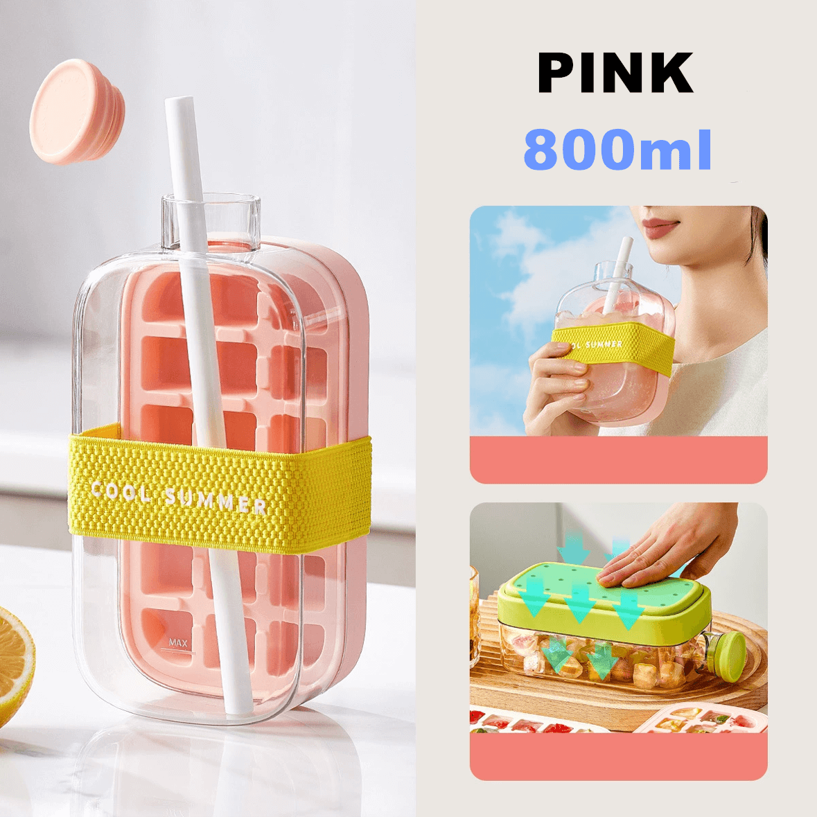 🧊 2-in-1 Ice Cube Bottle – Quick Ice Making & Refreshing Sips