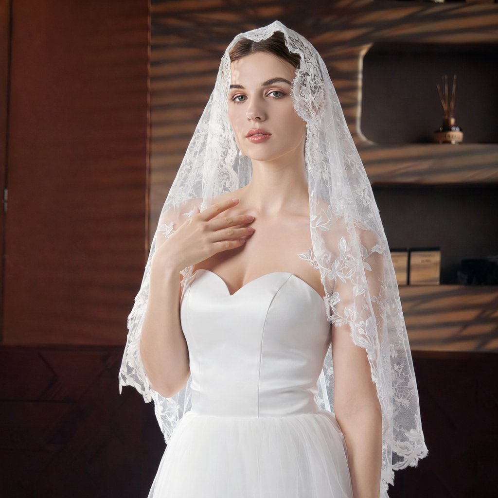 Wedding Veil for Women - Short Lace Bridal Veil for Weddings, Bachelorette Parties & Honeymoon 💍👰