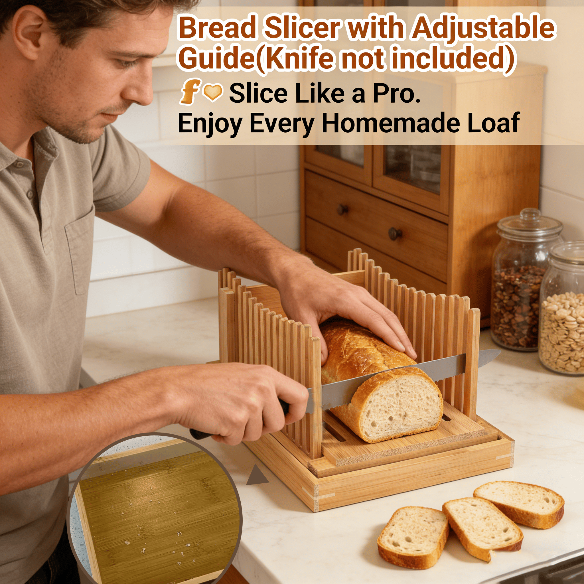 Bread Slicer with Adjustable Guide(Knife not included) 🍞✨