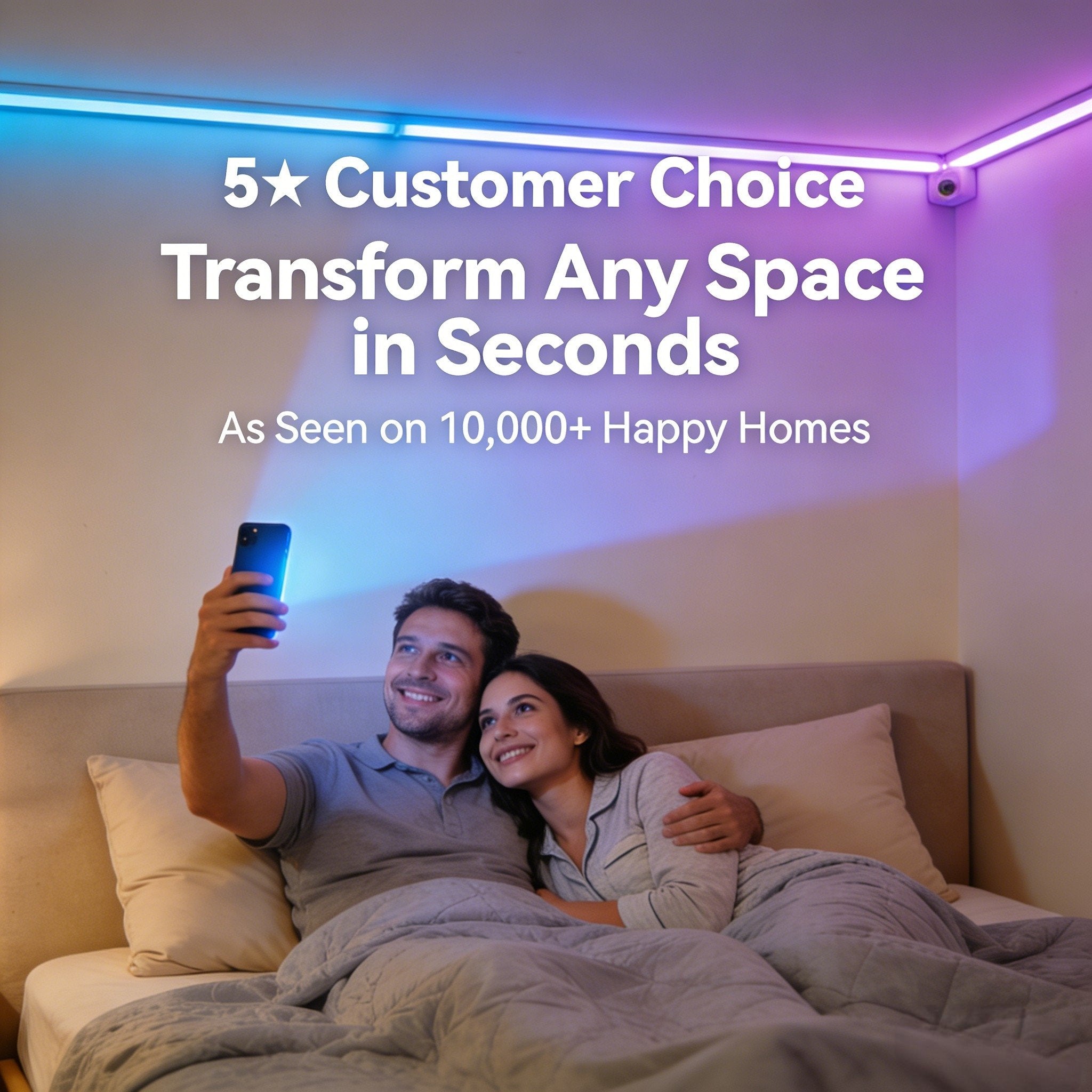 🌈9.8ft RGBICW Neon LED Strip Lights – Music Sync & App-Controlled Ambient Lighting