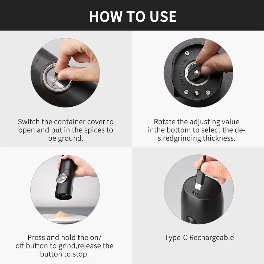 One-Touch Seasoning Masters: Electric Salt and Pepper Mill Set