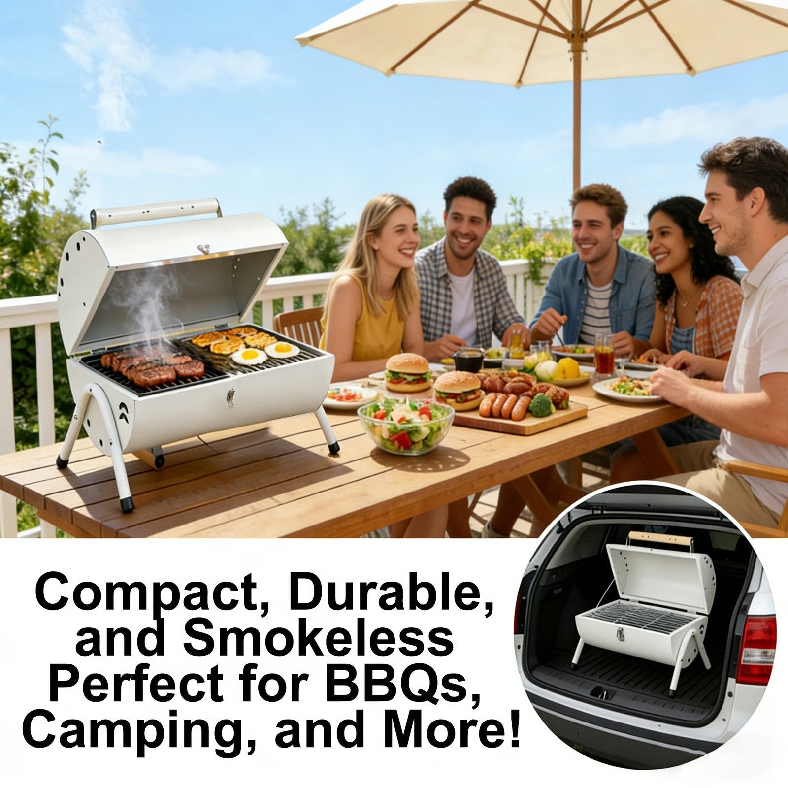 Portable Double-Sided Charcoal Grill – Compact, Sturdy, and Perfect for Grilling & Camping 🍖🔥