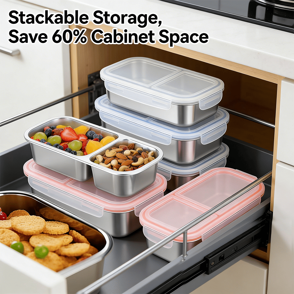 Stainless Steel 2-4Compartment Lunch Box with Lid