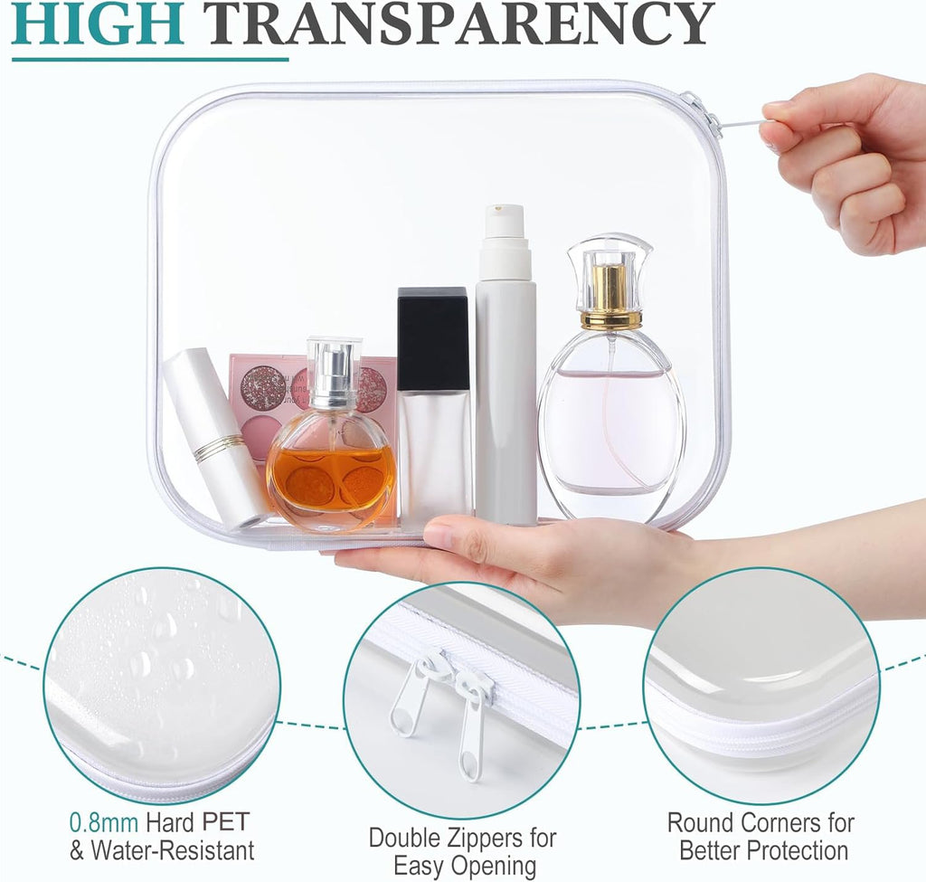 3-Pack Transparent Hard Zipper Storage Bags – Keep Your Essentials Organized, Wherever You Go! ✨