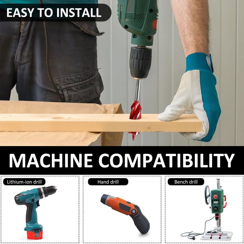 8-piece wooden drill bit set, high carbon steel 4-side cutting drill bit set