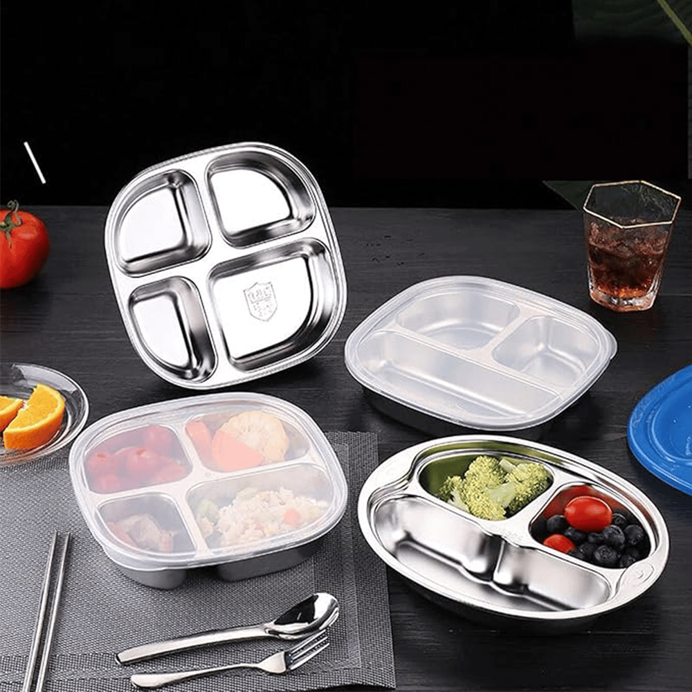 Stainless Steel 2-4Compartment Lunch Box with Lid