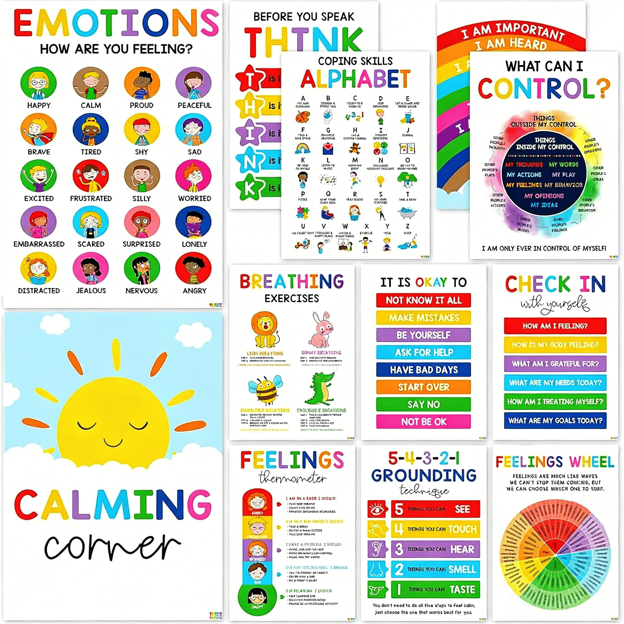 Calming Corner Posters&Feelings Wheel Chart🌈🧠
