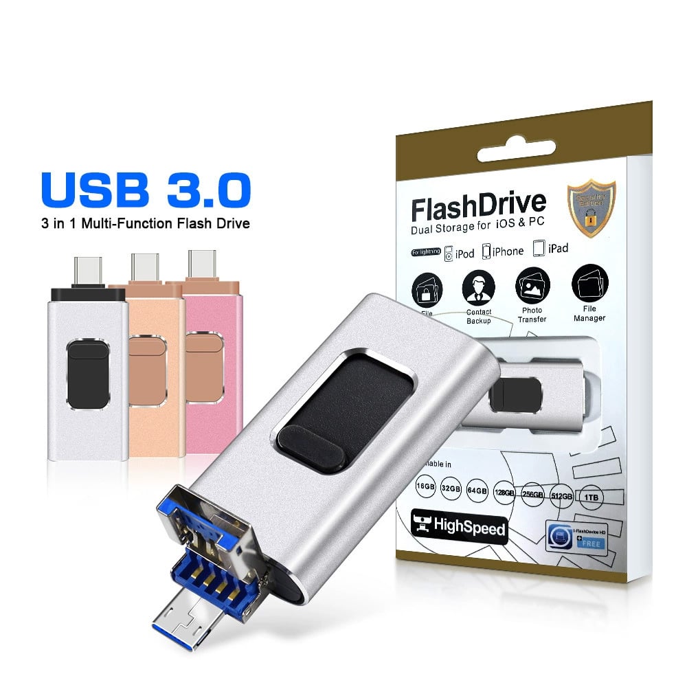🔥 4-in-1 High-Speed USB Flash Drive for iPhone, iPad, Android, PC & More