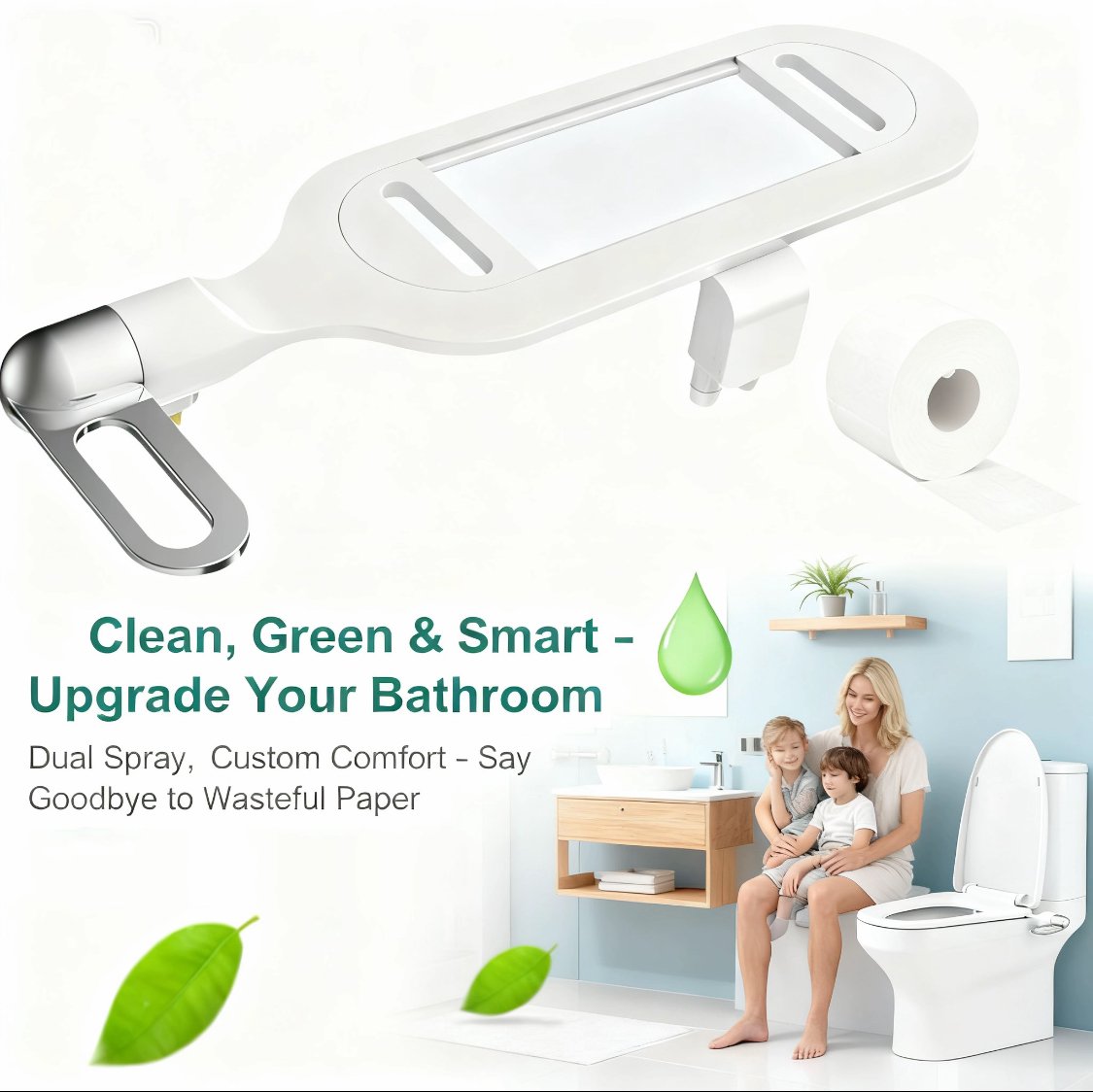 Universal Dual-Spray Smart Toilet Seat – Non-Electric, Adjustable Water Flow, Eco-Friendly, and Easy to Install 🚽💧