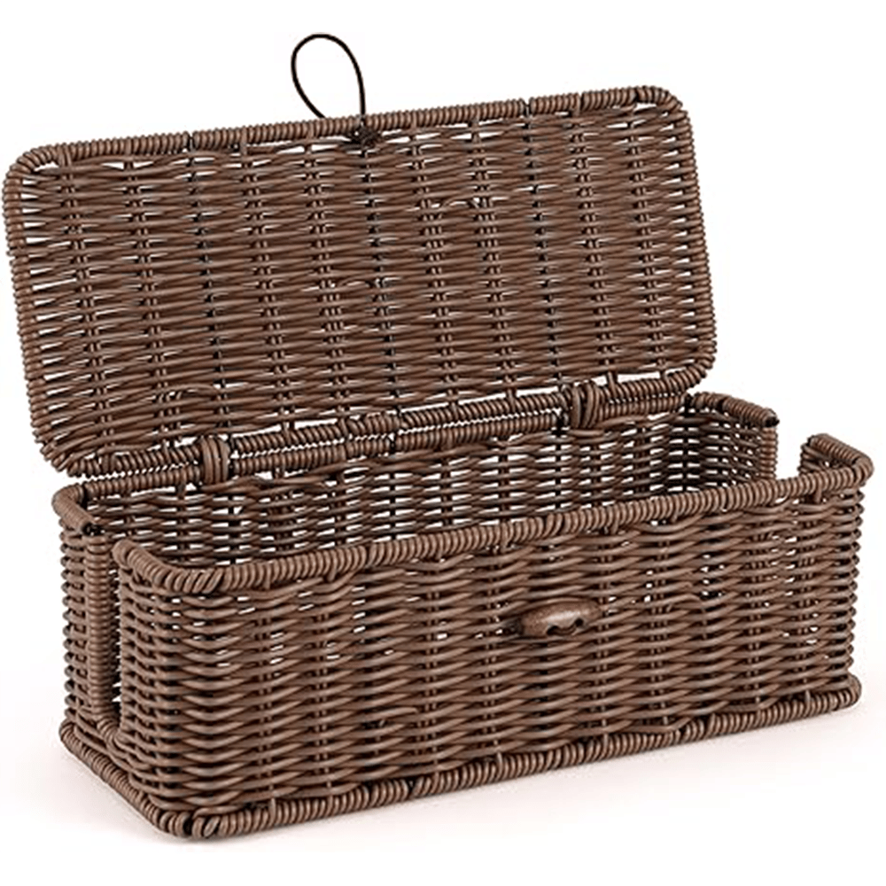 Handwoven Rattan Cable Management Box