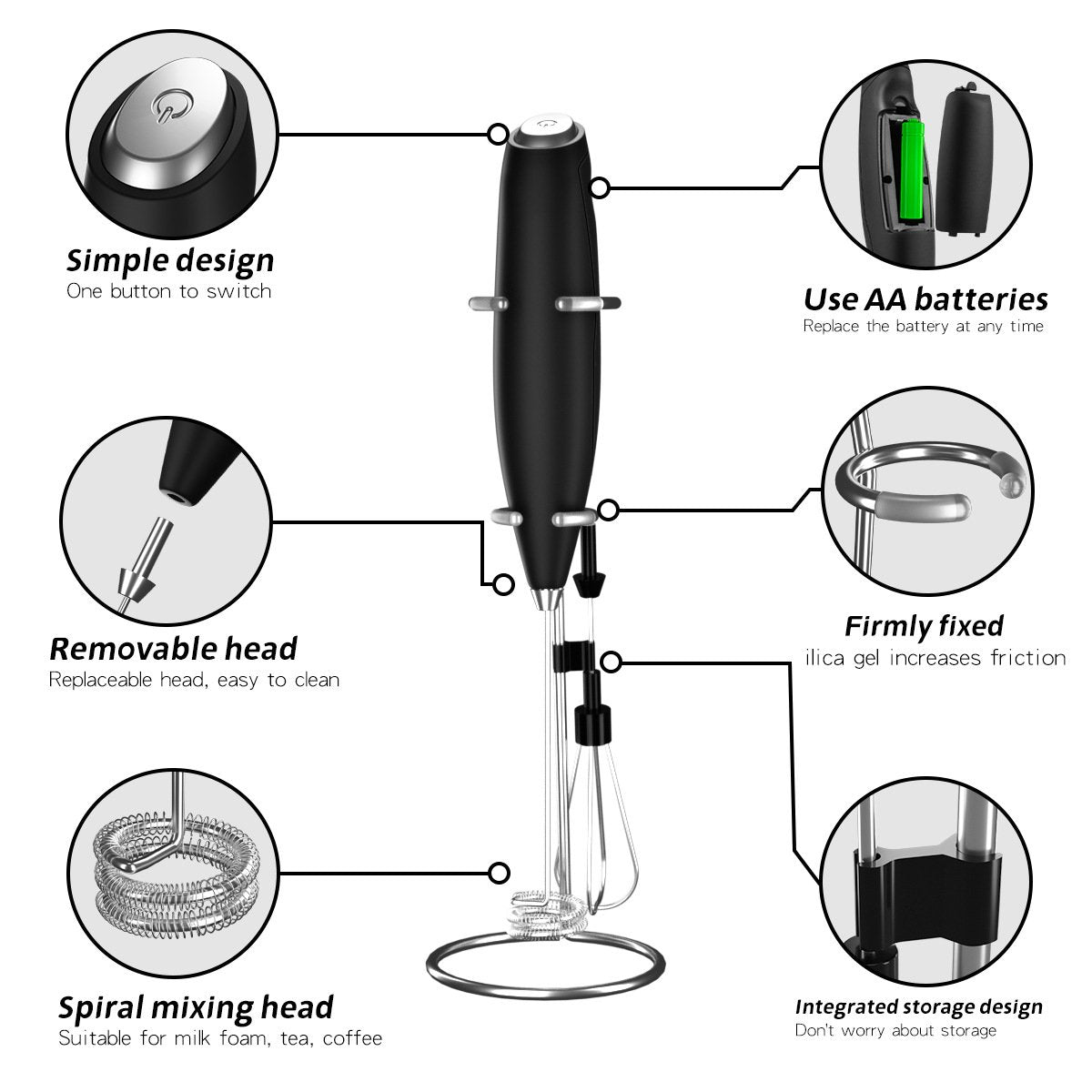 🔥Hot Sale 49% OFF-Milk Frother Handheld With Stand(Various collection colors)