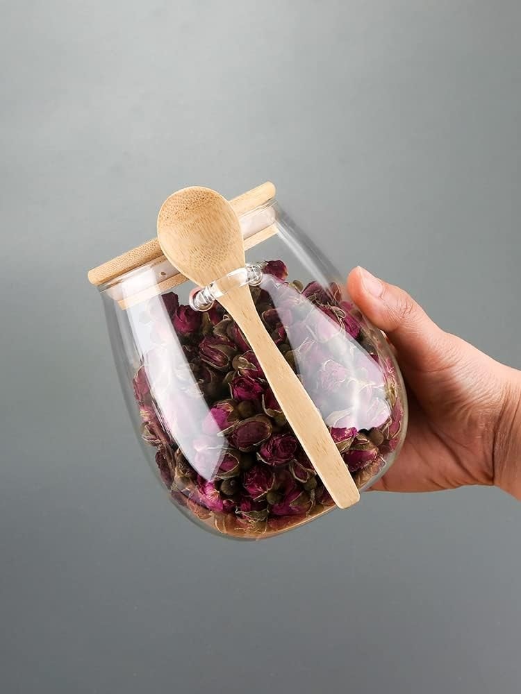 Premium Glass Food Storage Jar with Airtight Lid & Spoon – Perfect for Sugar, Tea, Spices & More 🍯