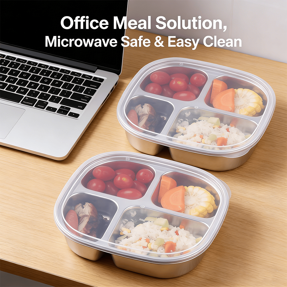Stainless Steel 2-4Compartment Lunch Box with Lid