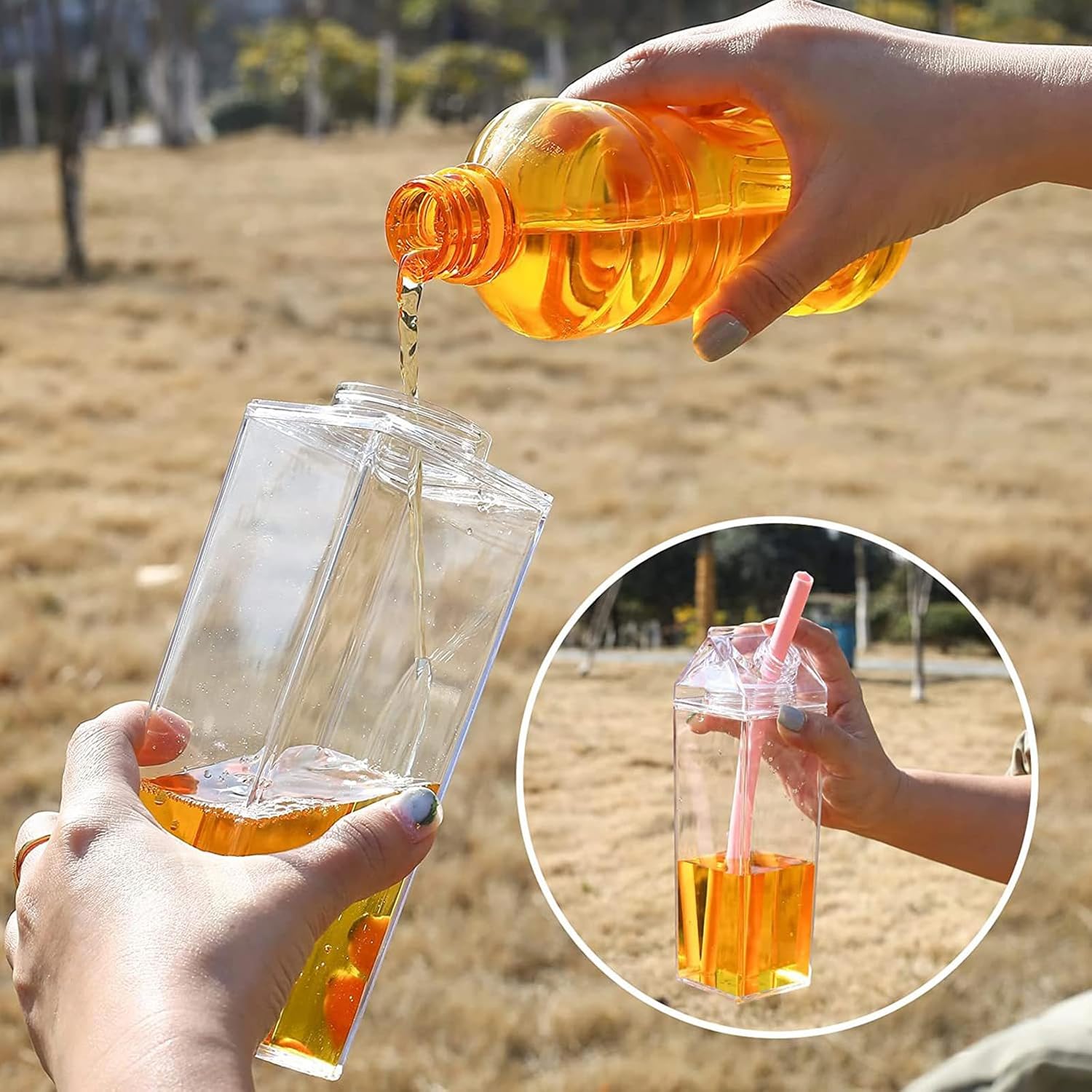 Clear Milk Carton Reusable Juice🥛