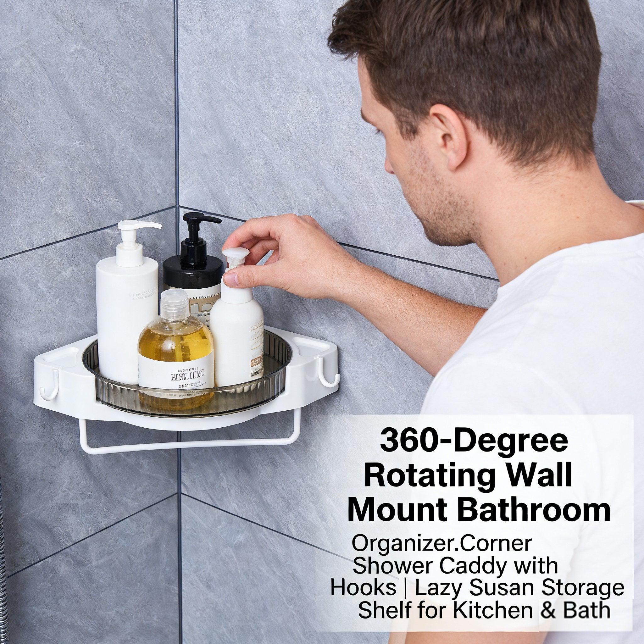 🚿 360-Degree Rotating Wall Mount Bathroom Organizer